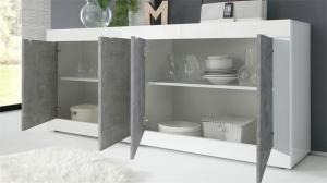 Dressoir hoogglans betonlook 207 cm geopend