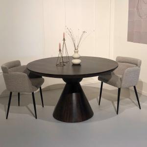 Ronde eettafel walnoot 130 cm sfeerbeeld