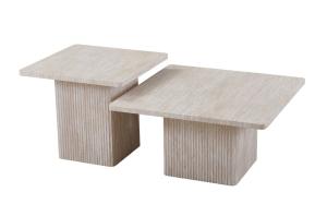 Bovenaanzicht salontafel set wit marmer
