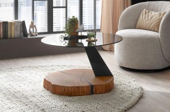 Salontafel eiken massief met grijs veiligheidsglas 75 cm
