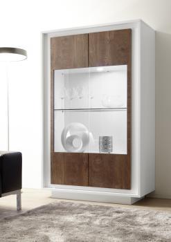 moderne vitrinekast wit cognac