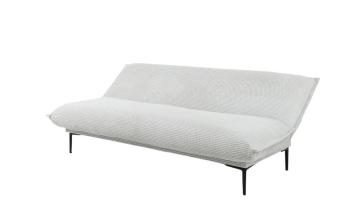 Slaapbank lichtgrijs 190 cm corduroy stof