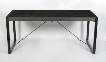 eettafel zwart mango 220 cm zijaanzicht