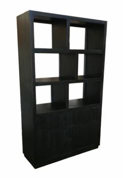 Hoge vakkenkast zwart 200 cm