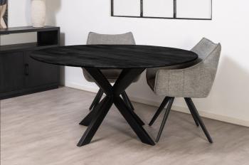 ronde tafel zwart mangohout 130 cm