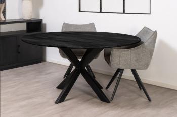 Ronde tafel zwart mangohout 130 cm