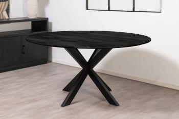 Ronde tafel zwart mangohout 130 cm