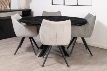 Ronde tafel zwart mangohout 130 cm