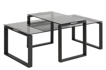 salontafel set donker glas