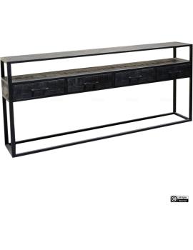 sidetable zwart mangohout 180 cm