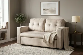 2-zits slaapbank champagne beige velvet stof 142 cm