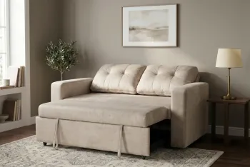 2-zits slaapbank champagne beige velvet stof 142 cm