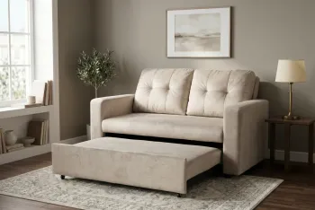 2-zits slaapbank champagne beige velvet stof 142 cm
