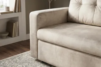 2-zits slaapbank champagne beige velvet stof 142 cm