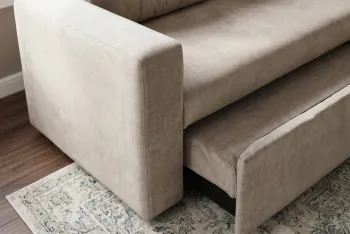 2-zits slaapbank champagne beige velvet stof 142 cm