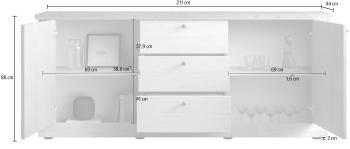 landelijk dressoir wit met eiken kleur bovenblad 211 cm