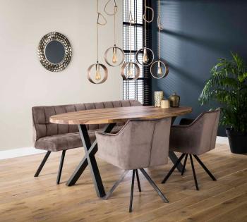 ovale tafel notenhout 200 cm