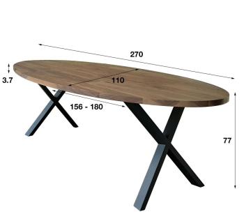 ovale tafel notenhout 270 cm