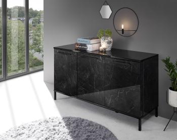 hoogglans dressoir zwart marmer look