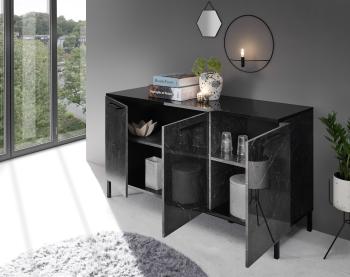 hoogglans dressoir zwart marmer look