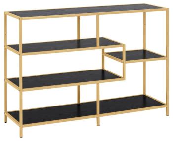 boekenkast zwarte schappen goud frame