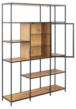 Boekenkast met vitrine eikenlook 135 cm