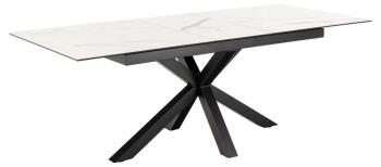 uitschuifbare eettafel wit keramiek 168-210 cm