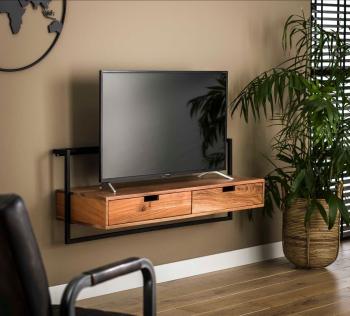 zwevend tv-meubel acaciahout 120 cm