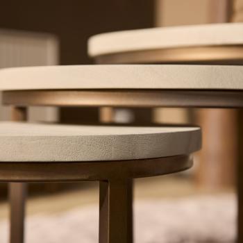 Salontafel set 3-delig zandbeige brons