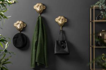 wandkapstok Apes 3-delige set kledinghaken goud