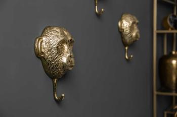 wandkapstok Apes 3-delige set kledinghaken goud