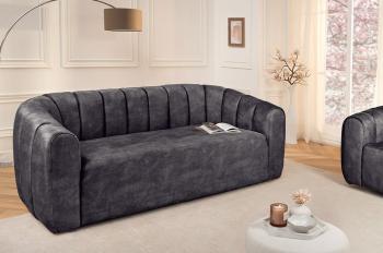 Bankstel antraciet fluweel 3-zits 200 cm