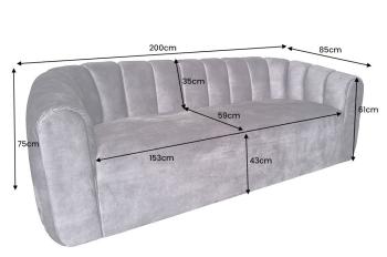 Bankstel antraciet fluweel 3-zits 200 cm