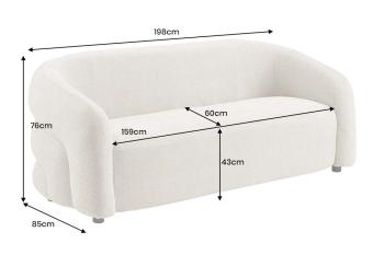 3-zits bankstel beige chenille stof 198 cm