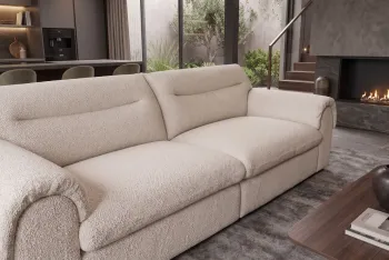 Sfeervol bankstel beige boucle 215 cm