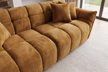 3-zits bankstel geel velvet 260 cm