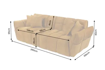 3-zits bankstel geel velvet 260 cm