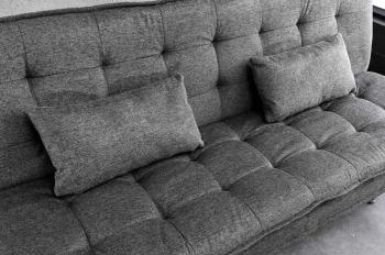 slaapbank grijs structuurstof met kussens 195 cm