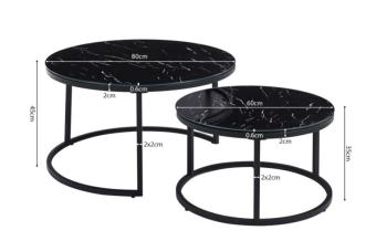 salontafel set zwart decor marmer