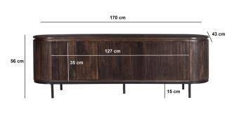 TV-meubel Noor 210 cm walnoot schuin vrijstaand