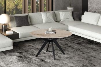 ronde salontafel beige keramiek 80 cm
