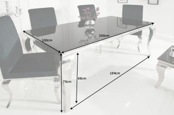 Barock eettafel zwart glas 200 cm