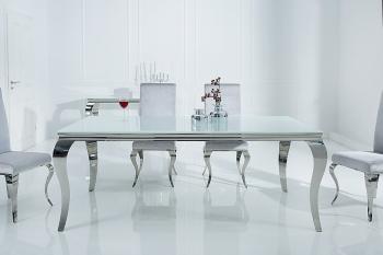 Barock eettafel wit glas 180 cm