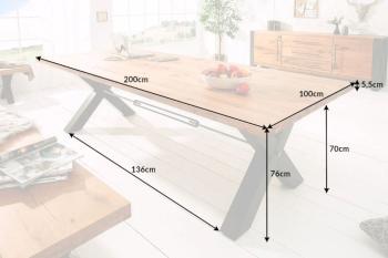 Tafel wild eiken met X poten 200 cm