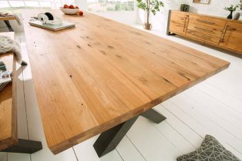 Tafel wild eiken met X poten 200 cm