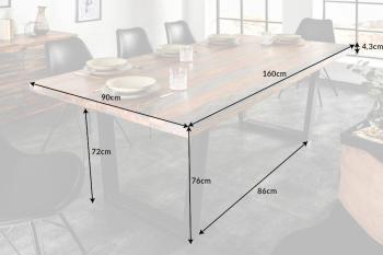 eettafel sheesham grijs 160 cm