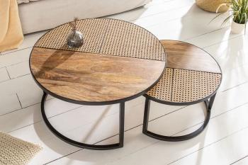 ronde salontafel set mango rotan