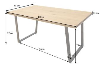 eettafel eiken bruin 140 cm