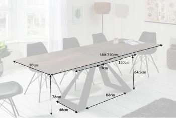 uitschuifbare tafel eiken keramiek 180-230 cm