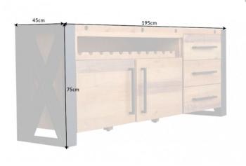 TV dressoir massief hout 195 cm